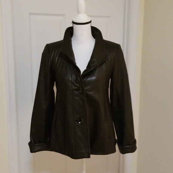 Ellen Tracy Soft Lambs Leather Black Jacket XS - Picture 2 of 8